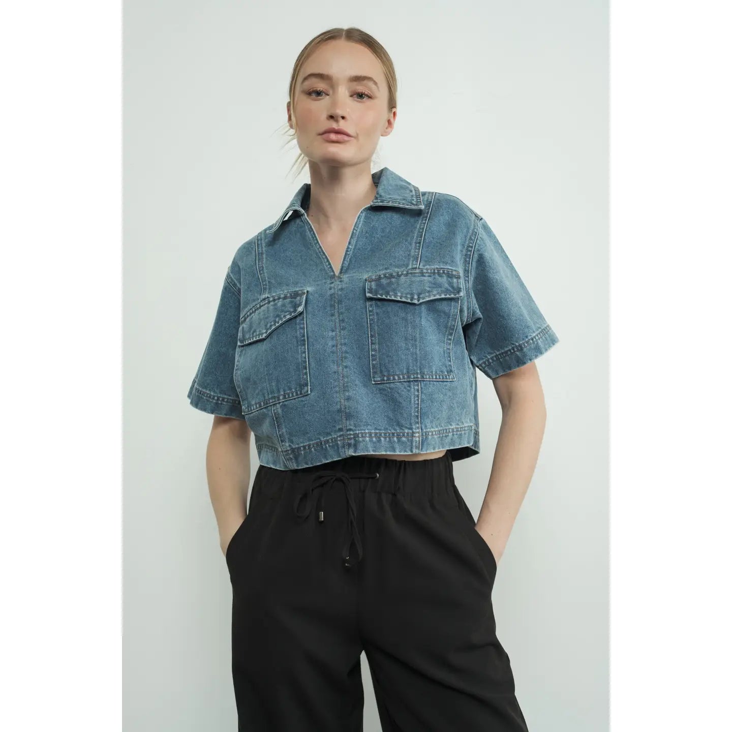 Sadie Denim Crop Top